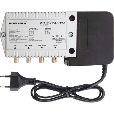 Kreiling BK-Verstärker KR 38 BKG-D/65 | 1200MHz | 38dB | F-Connector | 2 Eingänge | Entzerrer | Pegelsteller
