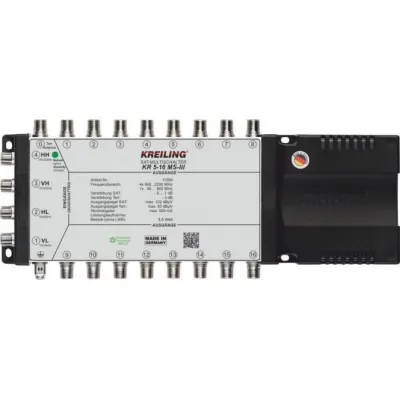 Kreiling Multischalter KR 5-16 MS-III | SAT Multischalter 5/16 | Quattroswitch-LNB tauglich | Netzteil integriert