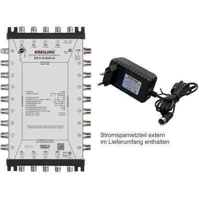 Kreiling Multischalter KR 5-16 MSK-III 11392 | kaskadierbar | 5 Eingänge | 16 Teilnehmer | externes Netzteil | SAT TV