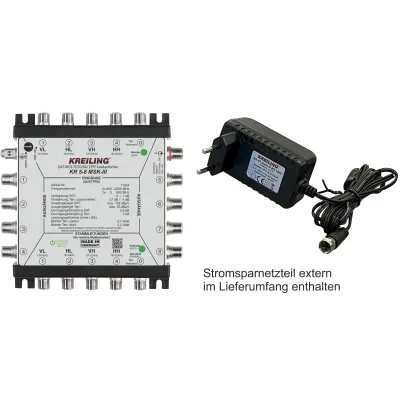 Kreiling Multischalter KR 5-8 MSK-III | 5 Eingänge | 8 Ausgänge | kaskadierbar | Quattro-tauglich | externes Netzteil