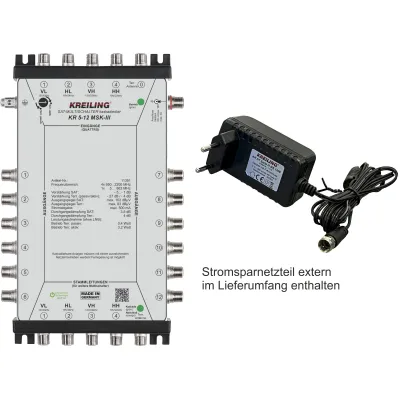 Kreiling Multischalter KR 5-12 MSK-III | 12 Teilnehmer | 5 Eingänge | kaskadierbar | externes Netzteil