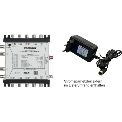 Kreiling Einkabel-Multischalter KR 5-5-4-16 | Unicable | 5 Eingänge | 4 Ausgänge | externes Netzteil