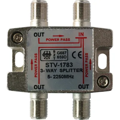 Kreiling 3-fach F-Verteiler STV 1783 | 5-2250 MHz | Class A | Rückkanaltauglich | Gleichspannungsdurchlass