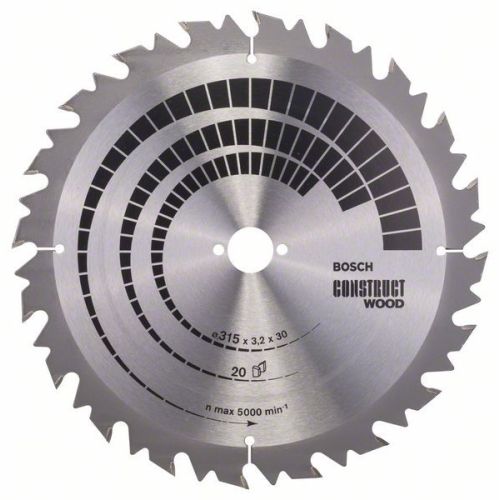 Bild: Kreissägeblatt Construct Wood, Ø 315mm, 20Z (Bohrung 30mm, für Tischkreissägen)