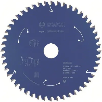 Bosch Kreissägeblatt 2608644535 | Expert for Aluminium | Ø 136 mm | 20 mm Bohrung | 48 Zähne | MicroteQ