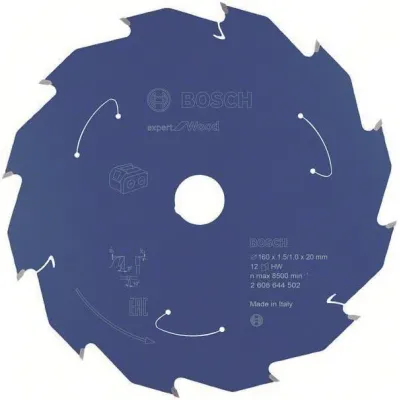 Bosch Kreissägeblatt 2608644502 Expert for Wood | Ø 160 mm | 12 Zähne | 20 mm Bohrung | Carbide | dünne Schnittfuge