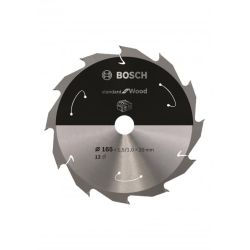 Kreissägeblatt Standard for Wood, Ø 165mm, 12Z (Bohrung 20mm, für Akku-Handkreis