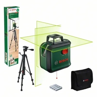 Bosch Kreuzlinienlaser AdvancedLevel 360 Set | 360° Laserlinie | 24 m Reichweite | grüne Laserlinien | inkl. Stativ