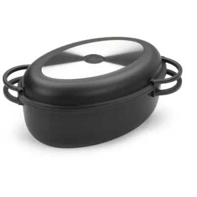 KRÜGER Multibräter Leipzig 23040 | Aluguss mit Grilldeckel | 38 cm | 8 L | Antihaft | Backofenfest | Schwarz