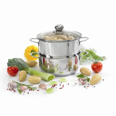 KRÜGER Kartoffeldämpfer KEC 20 | Bio-Dünster | 20 cm | 2,8 L | Edelstahl 18/10 | Induktion | Glasdeckel