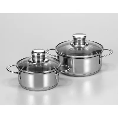 Krüger Bratentopf Saturn 2212GL | 12 cm | 0,4 L | Edelstahl rostfrei | Glasdeckel | Kapselboden | Mini-Topf | silber