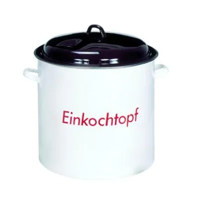 Krüger Einkochtopf ER 35 | Emaille 27 l | Ø 35 cm | Metalldeckel mit Thermometeröffnung | Induktion geeignet | Weiß