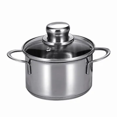 Krüger Fleischtopf Saturn 2314 GL | Kochtopf 14 cm | 1,0 l | Glasdeckel | Edelstahl rostfrei | silber