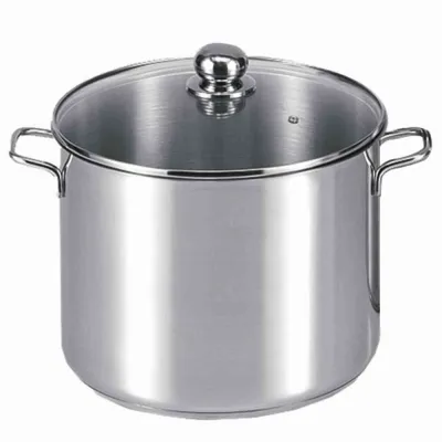 KRÜGER Jumbo-Topf 72727 | Kochtopf Edelstahl 14 Liter | Induktionsgeeignet | Glasdeckel Abdampfventil | Ø 30 cm | silber