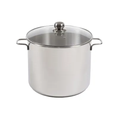 KRÜGER Jumbotopf 72728 | Kochtopf Edelstahl 17 Liter | Ø 30 cm | Glasdeckel | Induktion | Spülmaschinenfest | Silber