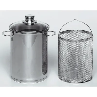 KRÜGER Spargeltopf 3016 E | 16 cm Edelstahl | 4,2 L | Spaghettitopf mit Siebeinsatz | Glasdeckel | Induktion | Silber