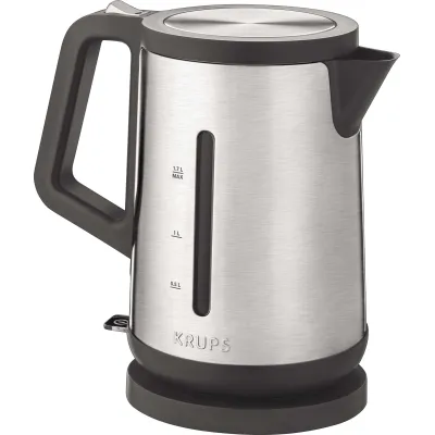 Krups Wasserkocher BW442D Control Line | Edelstahl | 1,7L | 2400W | kabellos | 360°-Sockel | Kalkfilter | silber/schwarz