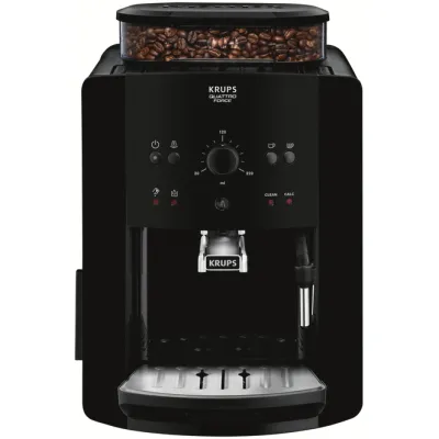 Krups Kaffeevollautomat EA8110 Arabica Quattro Force | 15 bar | Kegelmahlwerk | CappuccinoPlus-Düse | 1,7 l | Schwarz