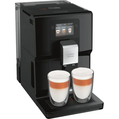 Krups Kaffeevollautomat EA8738 Intuition Preference | One-Touch Cappuccino | Milchsystem | 2-Tassen-Funktion | Schwarz