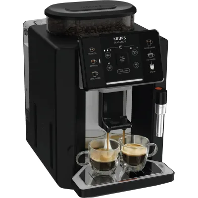 Krups Kaffeevollautomat EA910A Sensation C90 | 15 Bar Pumpe | 1,7l Wassertank | Milchaufschäumer | Schwarz