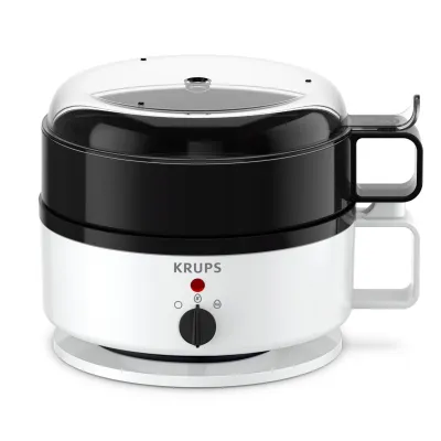 KRUPS Eierkocher EG2301 Ovomat Super | für 7 Eier | Warmhaltefunktion | Signalton | Messbecher mit Eierstecher | weiß