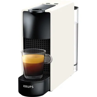 Nespresso Kapselmaschine Krups XN1101 Essenza Mini | 19 bar | 0,7 l Wassertank | Flow-Stop | Aufheizzeit 25s | weiß