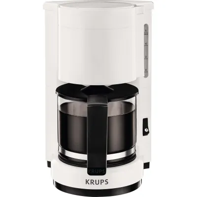 Krups Filterkaffeemaschine F1830110 AromaCafe 5 | 5 Tassen | Glaskanne | Schwenkfilter | Tropfstopp | Weiß