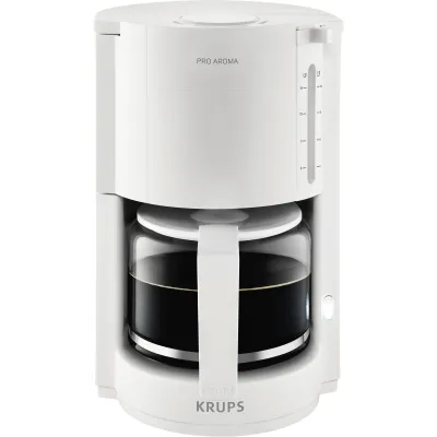 Krups Filterkaffeemaschine F 309 01 ProAroma | 10 Tassen | 1.050 W | Glaskanne | Warmhaltefunktion | Tropfstopp | Weiß