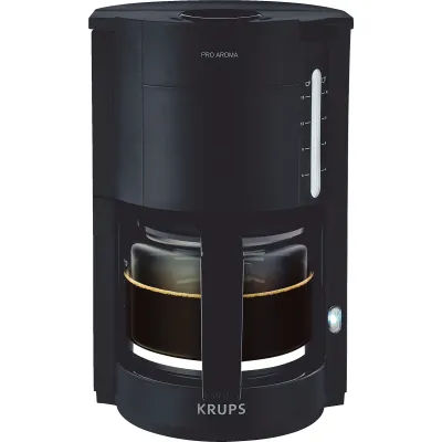 Krups Filterkaffeemaschine F30908 ProAroma | 10-15 Tassen | 1,25L Glaskanne | Warmhaltefunktion | Tropfstopp | Schwarz
