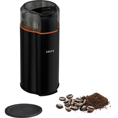 Krups Kaffeemühle GX3328 Silent Vortex | 175W | Schlagmesser-System | abnehmbarer Behälter | 90g Kapazität | schwarz