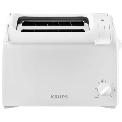 Krups Toaster KH1511 ProAroma | 2 Scheiben | 700W | 6 Stufen | Brötchenaufsatz | Kunststoff | weiß