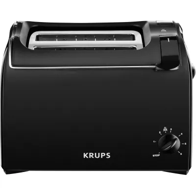 Krups Toaster KH1518 ProAroma | 2-Scheiben | 700W | Bräunungsgrad mit 6 Stufen | Brötchenaufsatz | schwarz