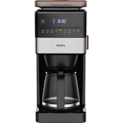 Krups Filterkaffeemaschine KM8428 | integrierte Mühle | 18 Tassen | Timer | Warmhaltefunktion | schwarz