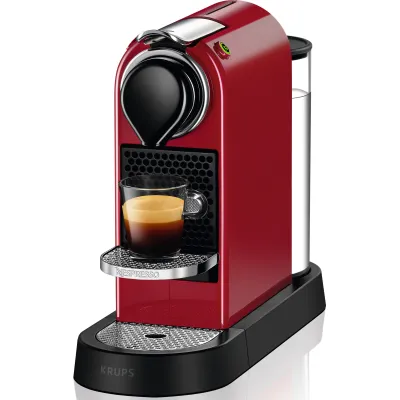 Krups Nespresso Kaffeekapselmaschine XN7415 CitiZ | 19 bar | 1L Wassertank | programmierbar | Rot