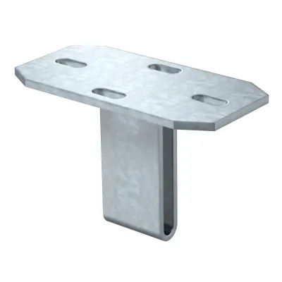 OBO Bettermann Kopfplatte KU 7 FT 6349102 | Schraubkopfplatte für US 7-Stiel U-Profil | 90° | Stahl feuerverzinkt | zink