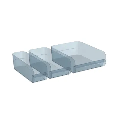 ROTHO Kühlschrankorganizer Set LISKAMM 3-teilig | recyceltes PET | 1,7/2,8/4,8 l | transparent | ergonomischer Griff