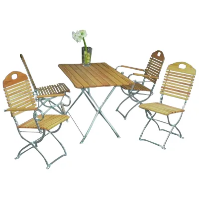 Freital Gartengarnitur 9006 | 5-teilig | klappbar | Robinienholz & Stahl | Tisch 110x70 cm | natur