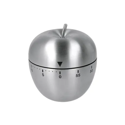 Metaltex Kurzzeitmesser 259222000 | Mechanischer Küchentimer Apfelform 60 Min | Edelstahl | Silber | 16x9,5x6,4 cm