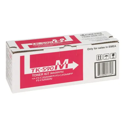 Kyocera Toner TK-590M | Lasertoner | Magenta | Original | für ca. 5.000 Seiten | passend für FS-C2026MFP/2126MFP