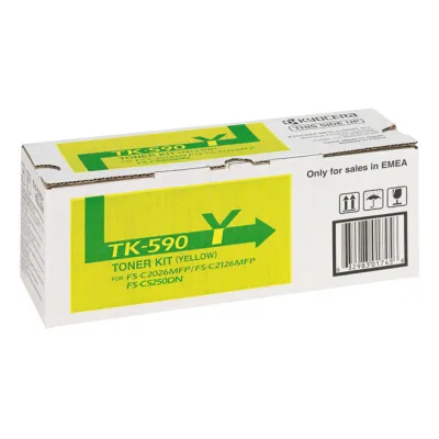 Kyocera Toner TK-590Y | Lasertoner Original | Gelb | für FS-C2026MFP, FS-2126MFP | ca. 5.000 Seiten