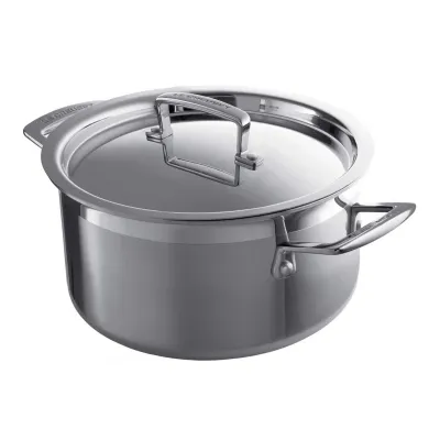 Le Creuset Bratentopf 3-ply 20cm | Edelstahl | Induktion geeignet | stapelbar | 3 Liter | spülmaschinengeeignet