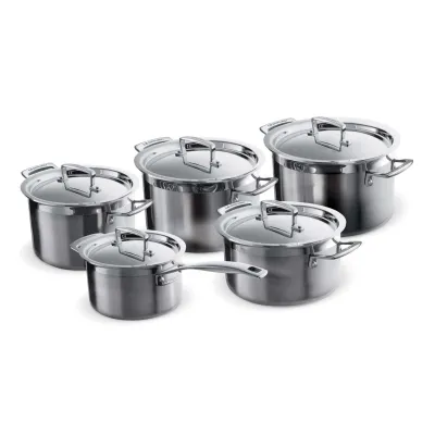 Le Creuset Topfset 3-ply | 5-teilig | Edelstahl-Aluminium | Induktion geeignet | Ø 16-24 cm | spülmaschinenfest | silber