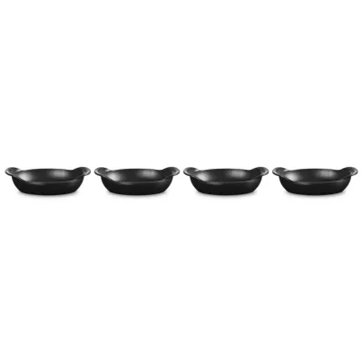 Gourmand Collection Mini-Backform 4er-Set 15cm Oval | Gusseisen | Emaille | Einzelportion | Schwarz matt