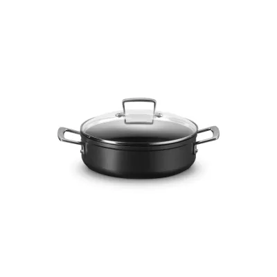 Le Creuset ALU Schmorpfanne 24 cm | Antihaftbeschichtung | Ofenfest | Hoher Rand | 3,3 l | Für alle Herdarten | Schwarz