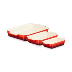 Le Creuset Auflaufform Klassik 3er-Set, kirschrot