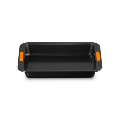 Le Creuset Backform rechteckig 33x23 cm | Kuchenform | hitzebeständige Silikongriffe | 240°C | Antihaft | Schwarz