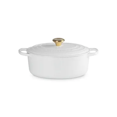Le Creuset Bräter oval Signature 29 cm | Gusseisen | Induktion & Backofen geeignet | emailliert | Weiß