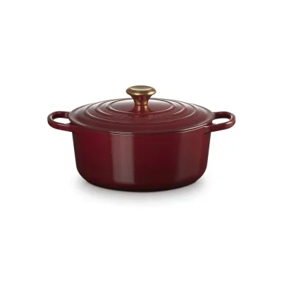 Le Creuset Bräter rund Signature 26 cm | Gusseisen | Bräter für Induktion & Ofen | spülmaschinengeeignet | Farbe rhone