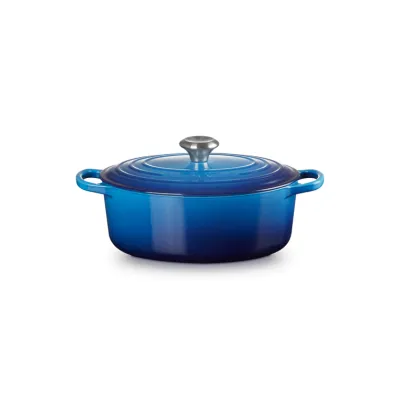 Le Creuset Bräter oval Signature 27 cm | Gusseisen | Induktion & Backofen geeignet | 4,1 l | spülmaschinenfest | Azure
