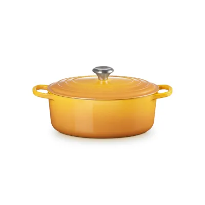 Le Creuset Bräter oval Signature 29 cm | Gusseisen | 4,7 L | Induktion | backofenfest | Farbe Nectar